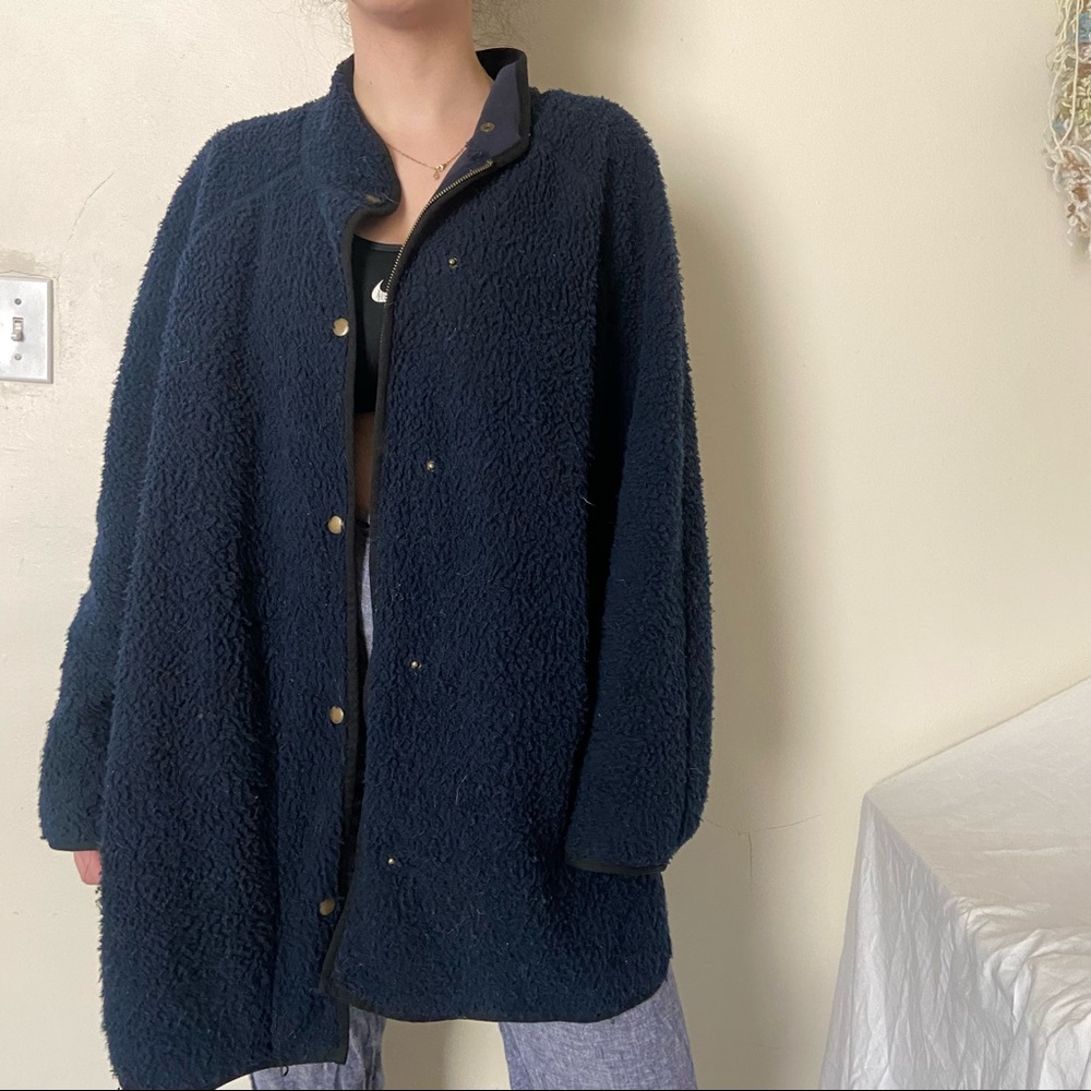 Navy shearling coat